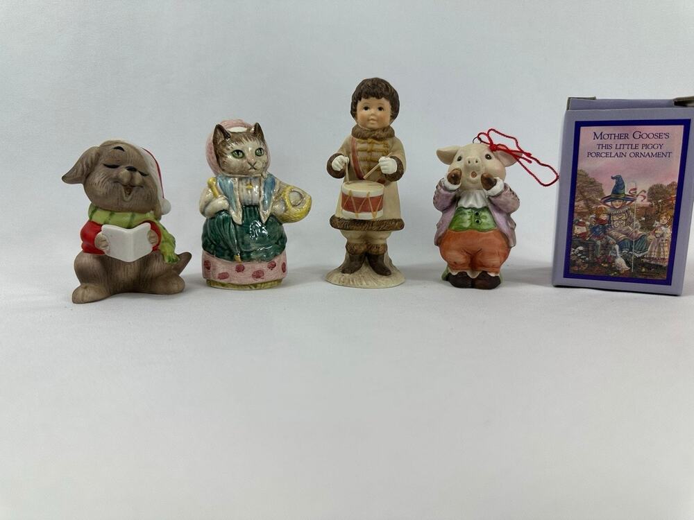 Vintage Mother Goose Porcelain Figurines Lot Schmid Shackman 1980s Ornaments